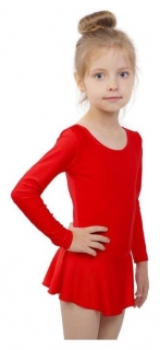 Купальник гимнастический с юбкой, с длинным рукавом, размер 34, цвет красный Grace dance