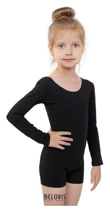 Купальник-шорты, с длинным рукавом, размер 32, цвет чёрный Grace dance