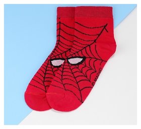 Носки детские корот "Человек паук", красный 18-20 см, 7-9 лет, 80% хл.,17% п/э, 3% эл. Marvel Comics