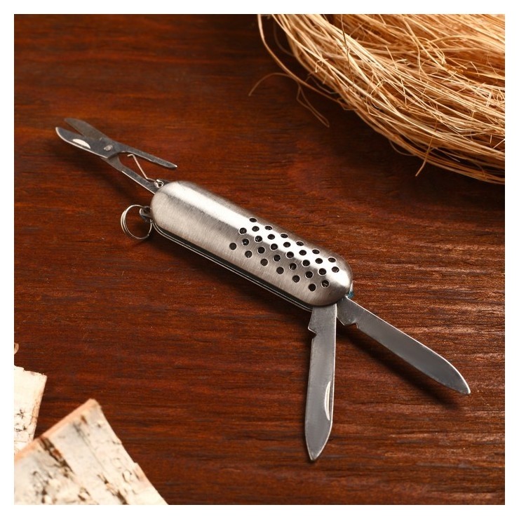 Нож складной сувенирный 3в1, рукоять металлик