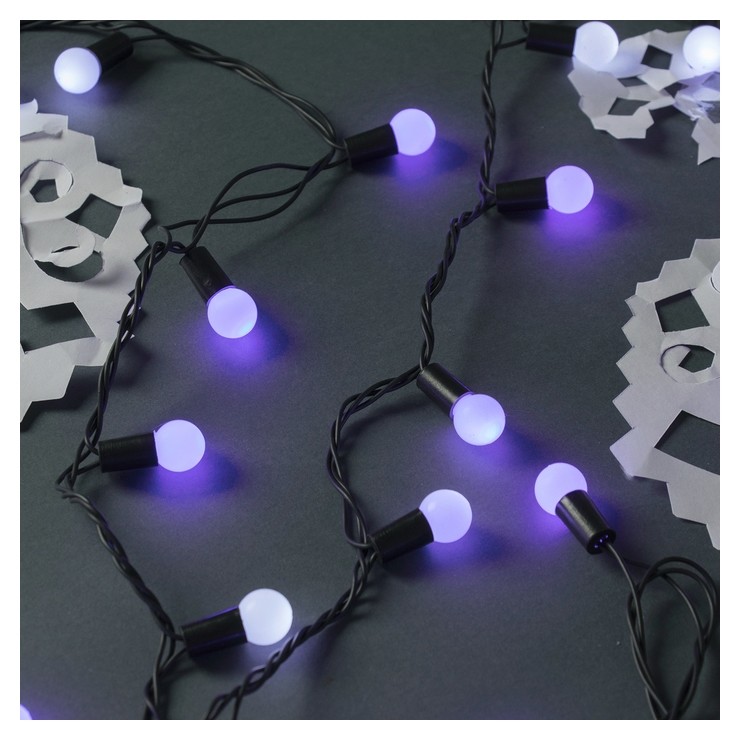 

Гирлянда "Нить"10 м с насадками"шарики 1.5 см", Ip44, тёмная нить, 100 Led, свечение бело-синее, мигание, 220 В