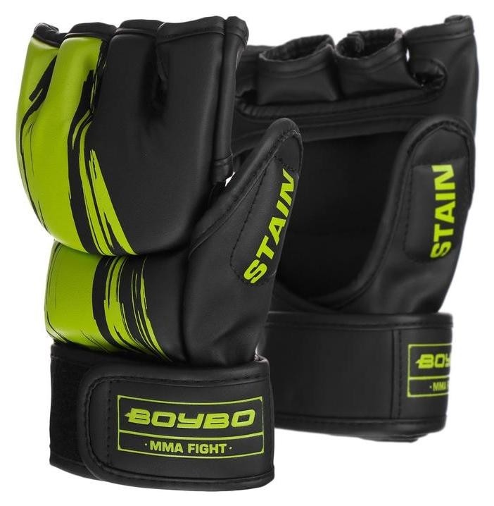 Перчатки для ММА Boybo Stain, флекс, цвет зелёный, размер XL
