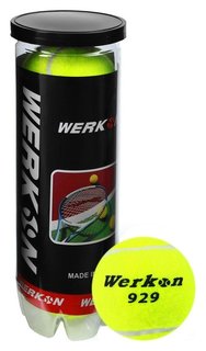 Мяч теннисный Werkon 929 в тубе, набор 3 шт 