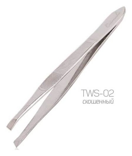 Пинцет серебро скошенный (TWS-02) Cosmake