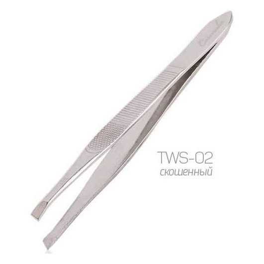 Пинцет серебро скошенный (TWS-02)