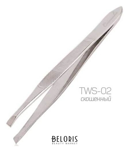 Пинцет серебро скошенный (TWS-02) Cosmake