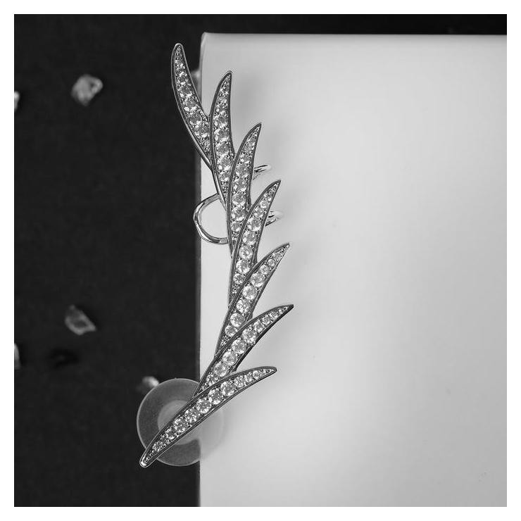 

Серьга "Каффа" перо стразы, цвет белый в серебре
