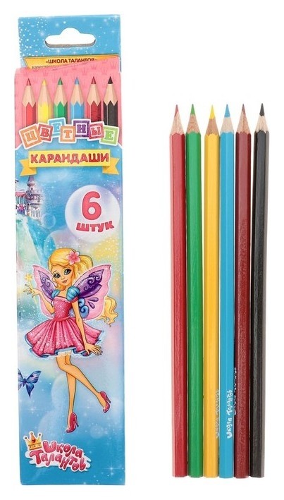 

Карандаши 6 цветов Calligrata «Принцесса»