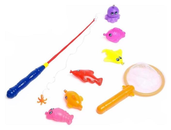 Рыбалка магнитная «Морские жители», 8 предметов: 1 удочка, 1 сачок, 5 игрушек