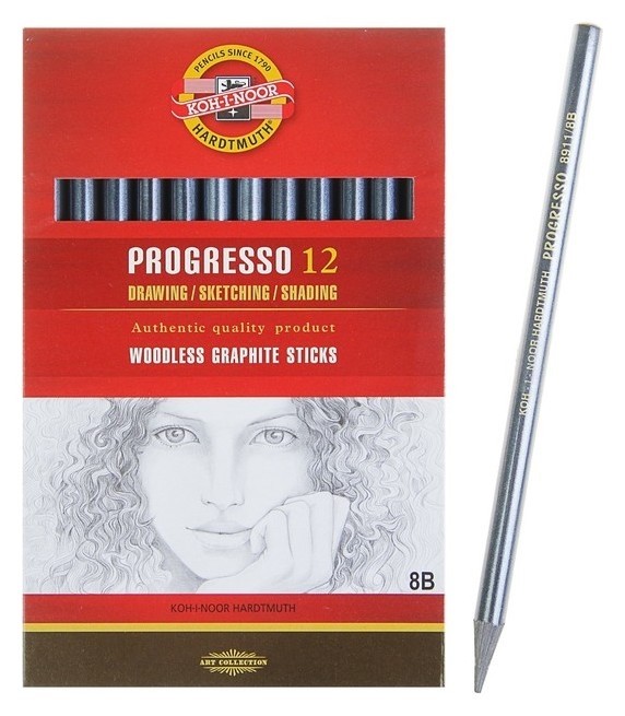 

Карандаш чернографитный (Цельнографитовый) Koh-i-noor 8911 8B, Progresso