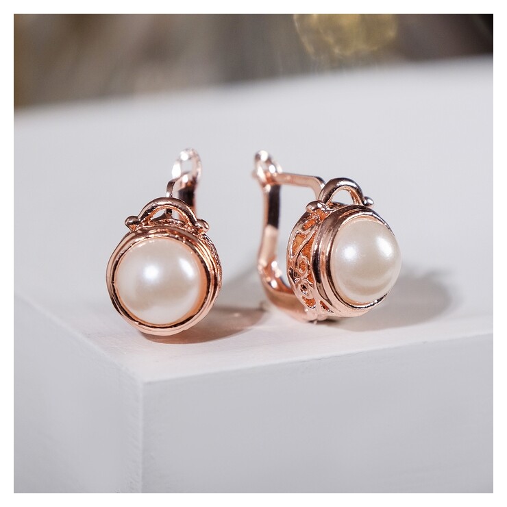 Серьги с жемчугом "Эдель" круг классика, цвет белый в золоте отзывы