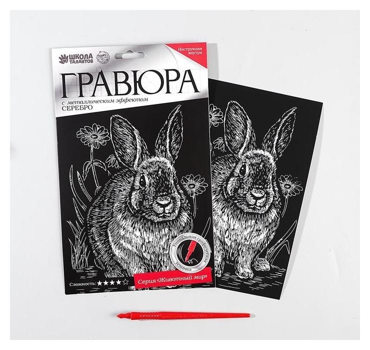 

Гравюра «Кролик» с металлическим эффектом серебра А5