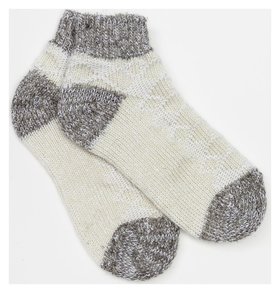 Носки детские укороченные, цвет белый/серый, размер 18-20 Стильная Шерсть