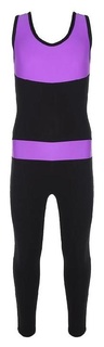 Комбинезон гимнастический со вставками (Gd2002), цвет чёрный-фиолет, размер 32 Grace dance