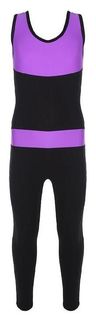 Комбинезон гимнастический со вставками (Gd2002), цвет чёрный-фиолет, размер 30 Grace dance