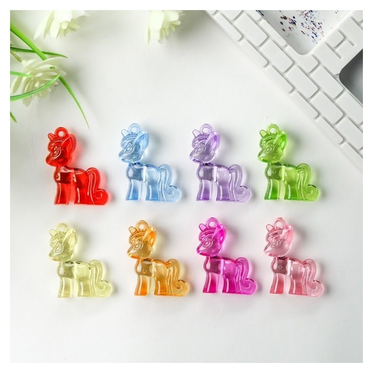 

Декор для творчества пластик "Единорожка" прозрачный набор 8 шт 3,4х4,1х1, см, Разноцветный