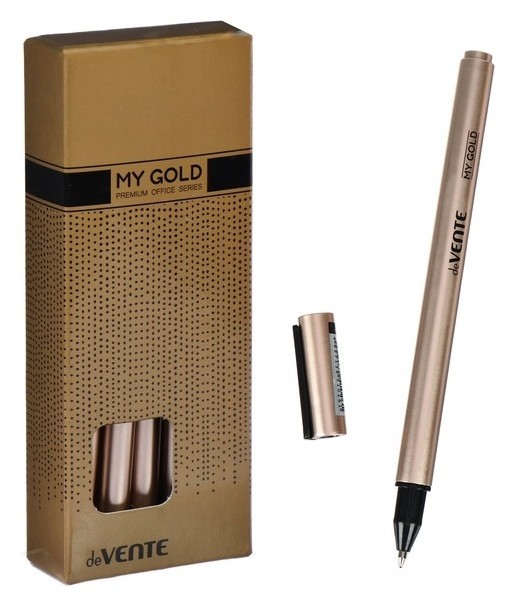 Ручка шариковая Devente My Gold 0.7 мм, ультрагладкое письмо, синие чернила, масляная основа, золотой корпус