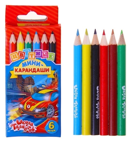 

Карандаши 6 цветов мини Calligrata «Машинка»