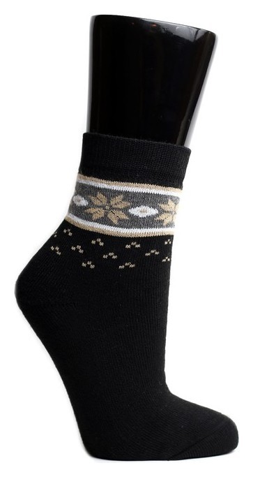 Носки женские махровые, цвет чёрный, размер 23-25