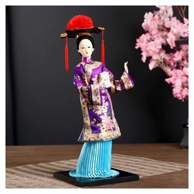 Кукла коллекционная "Китаянка в национ. платье с письменами" 32х12,5х12,5 см 
