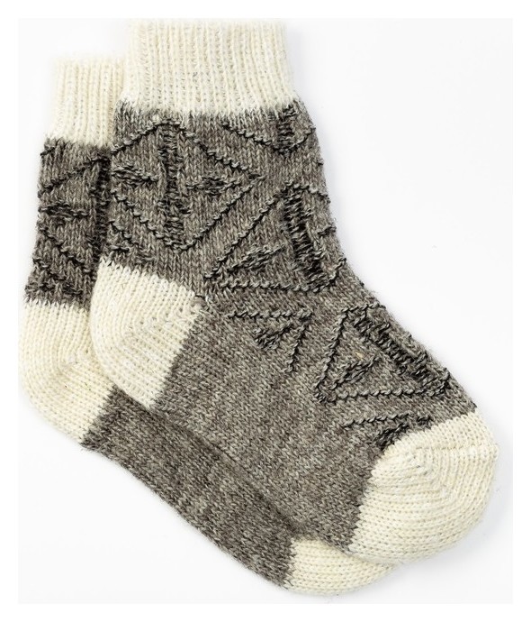

Носки детские шерстяные фактурная вязка, цвет белый, размер, Серый