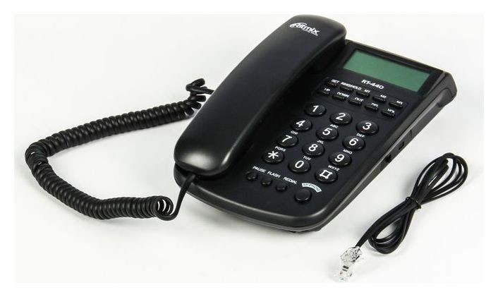 Проводной телефон Ritmix Rt-440, поддержка Hands-free, Fsk/dtmf Caller ID, черный