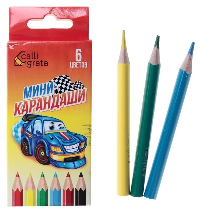 

Карандаши 6 цветов мини, Calligrata, «Машинка»