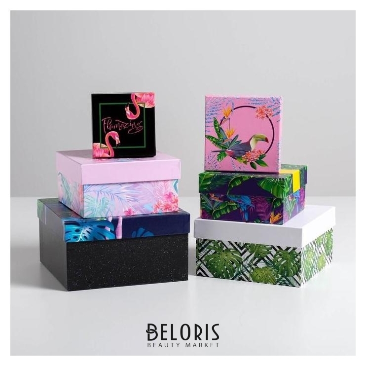 Набор подарочных коробок 6 в 1 «Фламинго», 10.2 х 10.2 х 6 - 20 х 20 х 11 см Дарите счастье