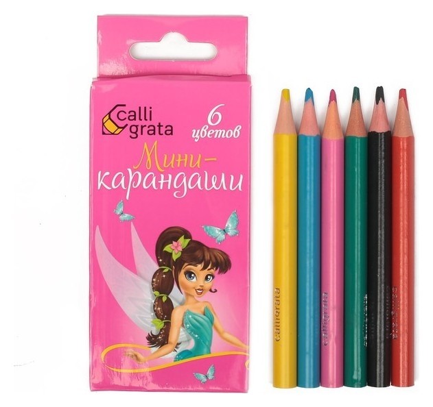 

Карандаши 6 цветов мини Calligrata принцесса