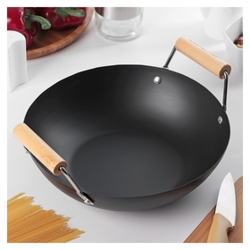Сковорода-wok 25 см "Жаклин", деревянные ручки Доляна