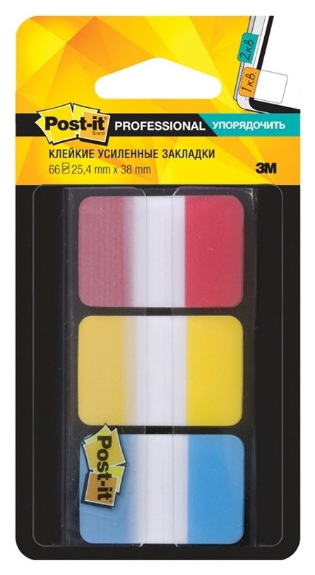 

Клейкие закладки пласт. усил. 3цв.по 22л. 25мм асс Post-it 686-ryb