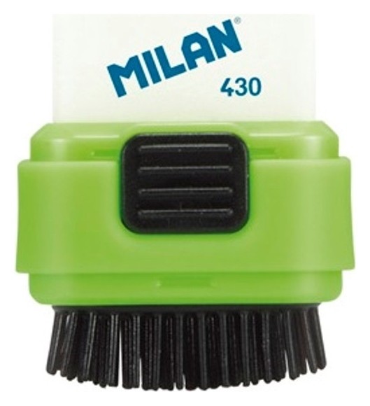 Ластик каучуковый Milan Compact в пластиковом чехле с щёткой, цв в асс