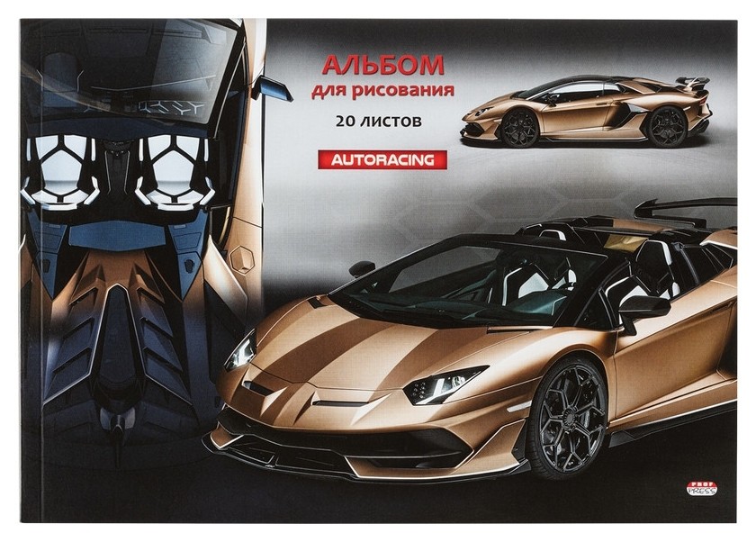 

Альбом для рисования А4 20л,склейка,обл.мел.карт. бронзовая машина 20-5448