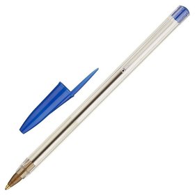 Ручка шариковая эконом, цвет чернил синий, 1 мм, прозрачный корпус 