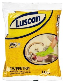 Салфетки хозяйственные Luscan универсал. вискоза 60-70г/м2 30х25 см 10шт/уп Luscan