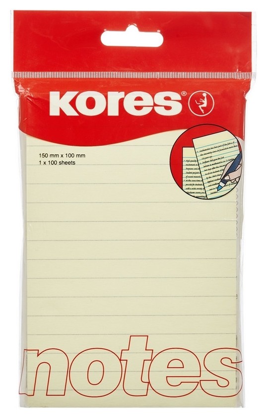 

Блок-кубик Kores бум.для зам. 100х150 желтая 100л. линейка 46510