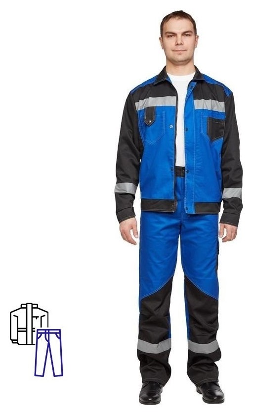 

Спец.одежда летняя костюм мужской л21-кбр вас/черн. (Р.) 182-188, Васильковый/черный