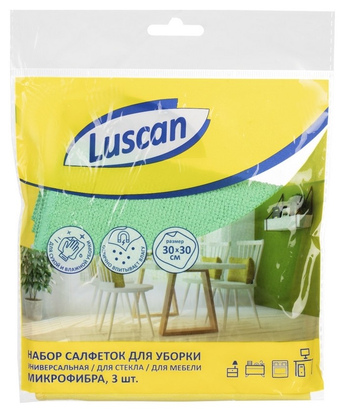 

Салфетки хозяйственные Luscan унив, стекл, меб 30х30см 180/230/200 3шт/уп, В ассортименте