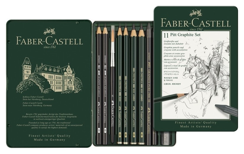 

Набор карандашей ч/г Faber-castell Pitt Graphite,11 предм, метал.кор,112972