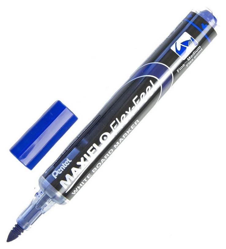 

Маркер для досок Pentel Maxiflo Flex-feel гибкий након., синий, 1.0-5.0мм