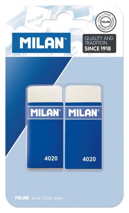 

Ластик каучук Milan 127, 2 штуки в блистере (Bmm9232), Белый