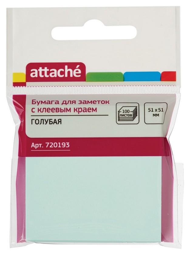 

Блок-кубик Attache с клеев.краем 51х51 голубой 100л.