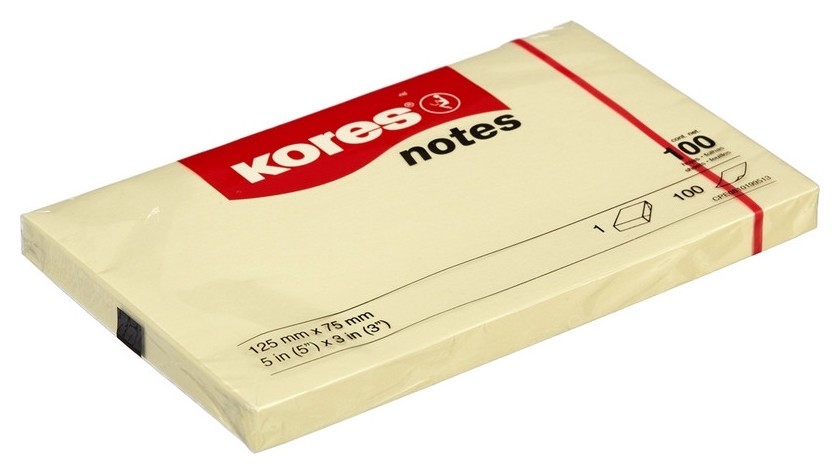 

Блок-кубик Kores бум.для зам. 125х75 желтая 100л. 46125