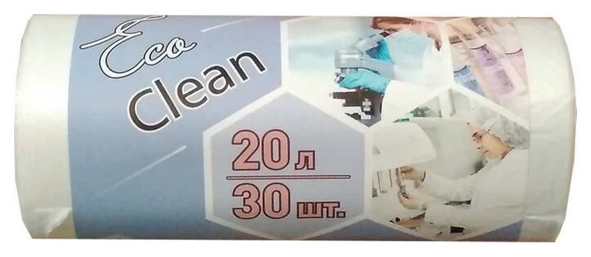 

Мешки для мусора ПНД 20л 6мкм 30шт/рул белые 42х50см Ecoclean, Белый