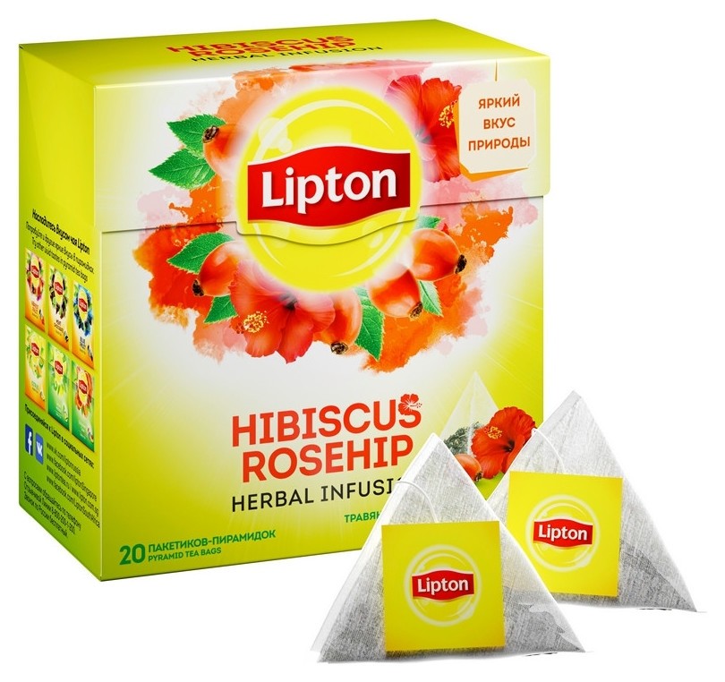 

Чай Lipton Hibiscus Rosehip с гибискусом и шиповником трав., 20 пак/уп