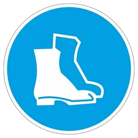 Знак безопасности M05 работать в защитной обуви (Плёнка,200х200) Технотерра