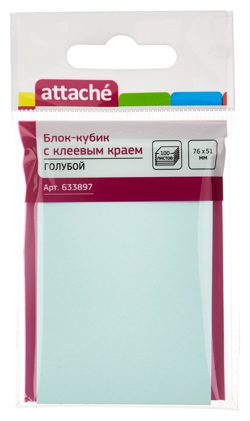 

Блок-кубик Attache с клеев.краем 76х51 голубой 100л.