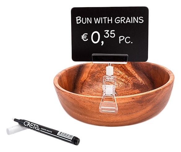 

Держатель для ценника прищепка с меловой табличкой А7 (6шт/уп), маркер(202311), Прозрачный/черный