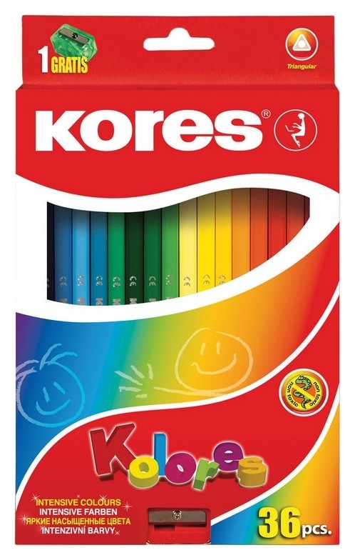 

Карандаши цветные 36цв 3-гран,точилка Kores 93336.01