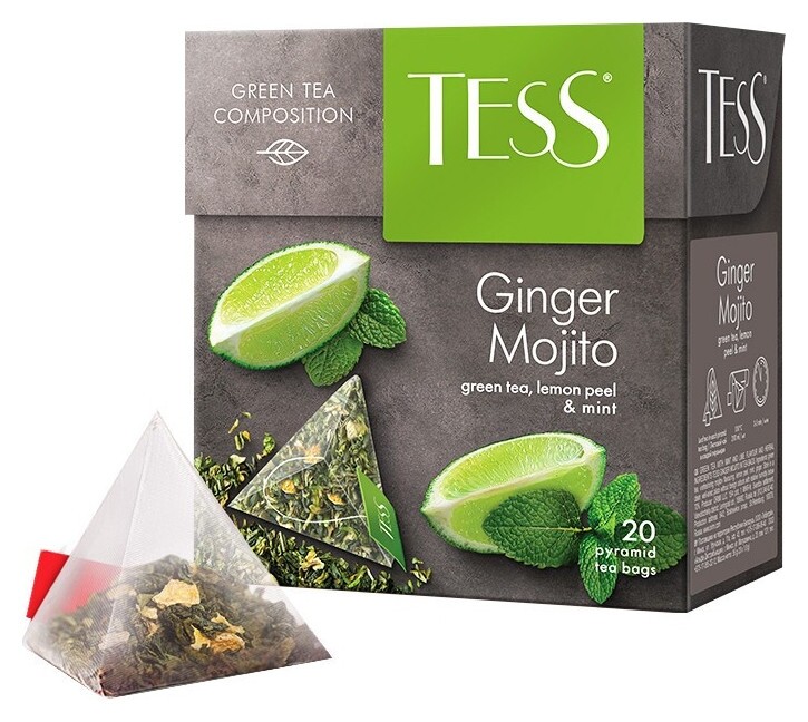Чай Tess Ginger Mojito зеленый пирамидки 20шт  Tess